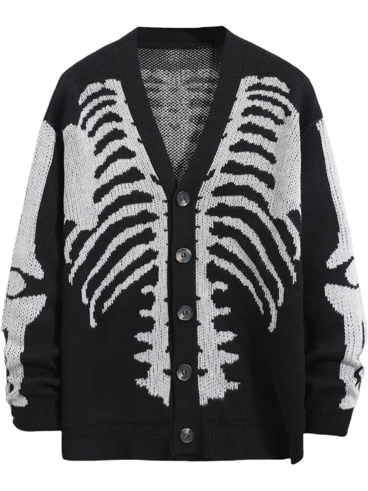 Wool Blend Coat - Мужские свитера-кардиганы со скелетонизированным узором, готическая