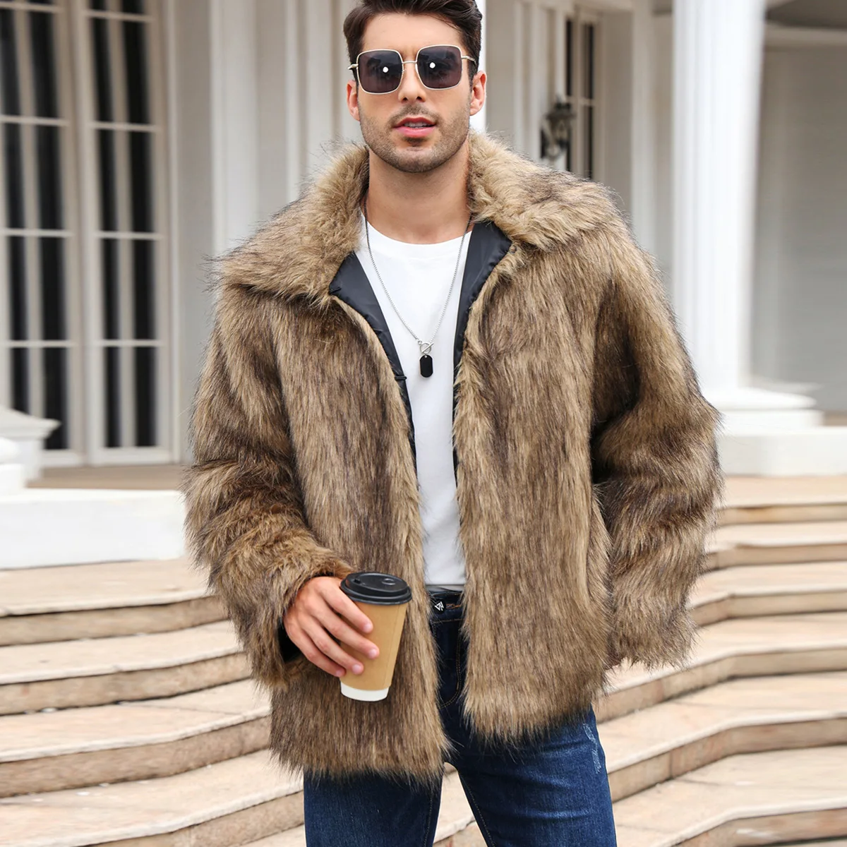 Winter Clothing Clearance - Мужская куртка из искусственного лисьего меха,
