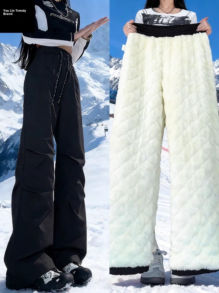 Ski Pants Waterproof - Черные зимние теплые водонепроницаемые хлопковые брюки